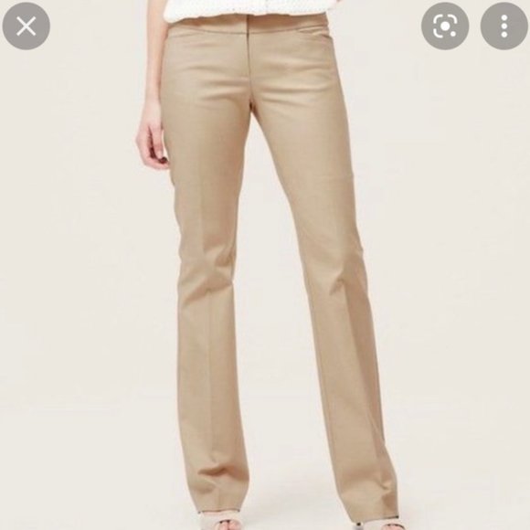 Ann Taylor Loft Marisa Bootcut Pants Beige Size 6 NWT - Picture 1 of 5